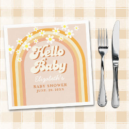 Servilleta De Papel Hello Baby Cute Groovy Baby Shower