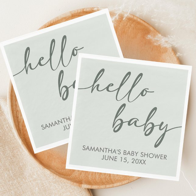 Servilleta De Papel Hello Baby Minimalist Baby Shower (Hello Baby Baby Shower Napkin)