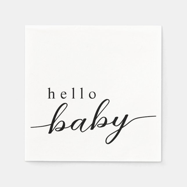 Servilleta De Papel Hello Baby Modern Baby Shower (Anverso)