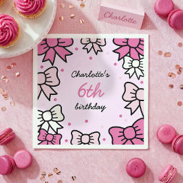 Servilleta De Papel Hello Cutie Cartoon Pink Bow Birthday Party