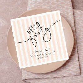 Servilleta De Papel Hello Forty Modern Script Chic 40th Birthday Party