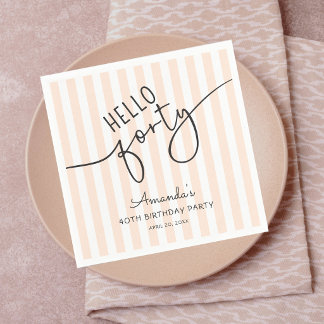 Servilleta De Papel Hello Forty Modern Script Chic 40th Birthday Party