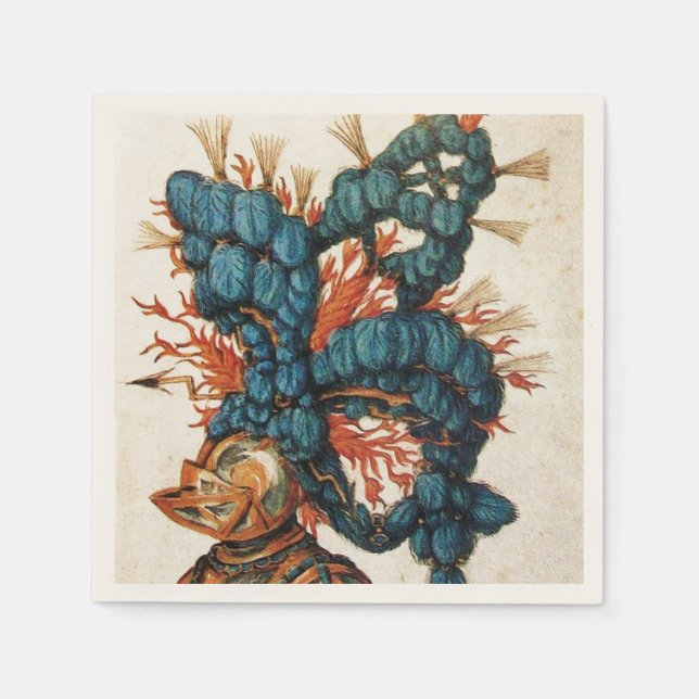 SERVILLETA DE PAPEL HELMET ANTIQUE KNIGHT CON AZUL ROJO (Anverso)