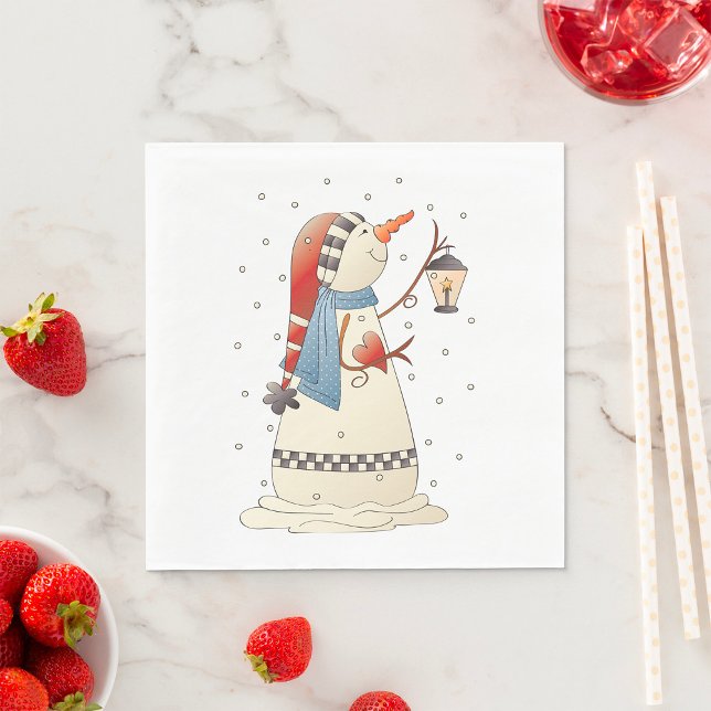 Servilleta De Papel Hembra de nieve de invierno con linterna (Subido por el creador)