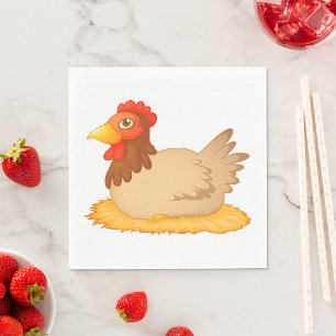 Servilleta De Papel Hen sentado en Nest Cute Farm Animal