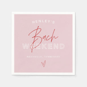 Servilleta De Papel HENLEY Moderna Bachelorette Retro Rojo Rosa