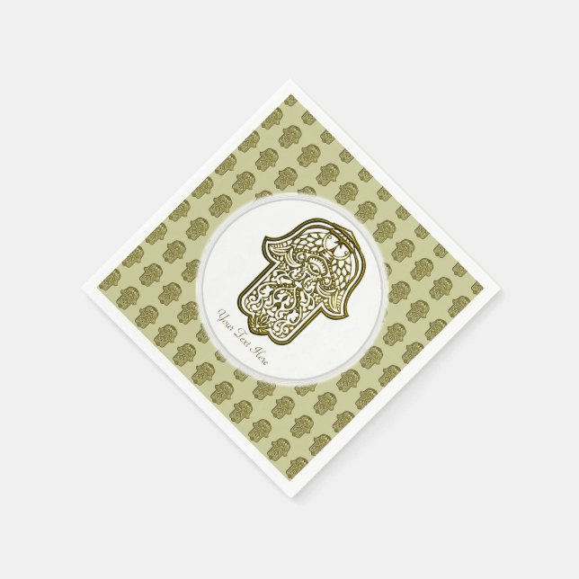 Servilleta De Papel Henna Hand de Hamsa (Golden) (Borde)