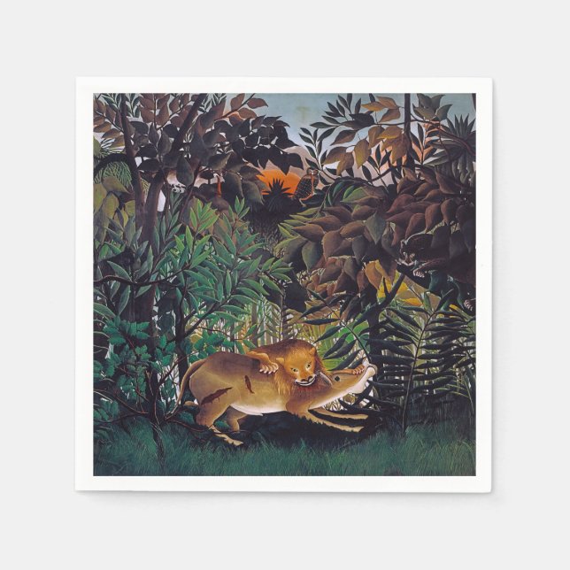 Servilleta De Papel Henri Rousseau - El león hambriento (Anverso)