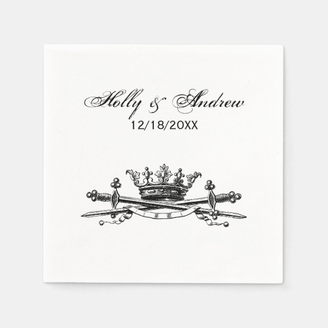 Servilleta De Papel Heraldic Crown Swords Sabers Emblem Escudo (Anverso)