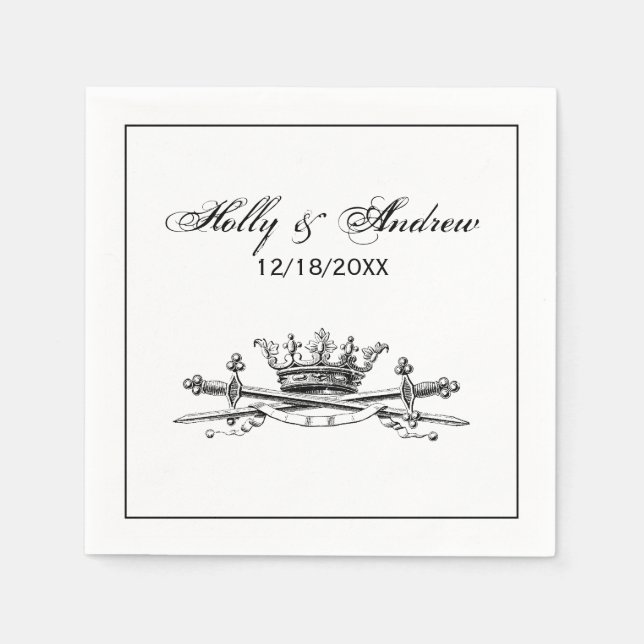 Servilleta De Papel Heraldic Crown Swords Sabers Emblem Escudo (Anverso)