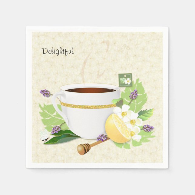 Servilleta De Papel Herbal Tea Lemon Lavender Floral | Gracias (Anverso)