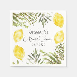 Servilleta De Papel Herbos botánicos Lemons Watercolor Bridal Shower