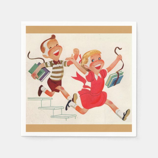 Servilleta De Papel hermano y hermana camino a la escuela (Anverso)