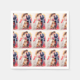 Servilleta De Papel Hermosa acuarela de pareja de bodas