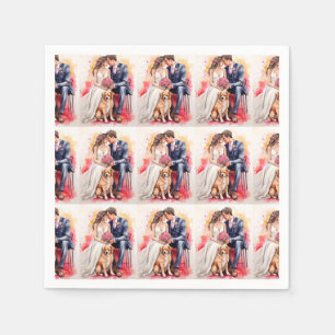 Servilleta De Papel Hermosa acuarela de pareja de bodas