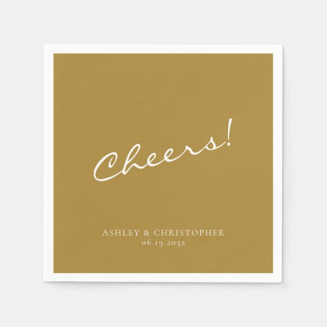 Servilleta De Papel Hermosa acuarela floral Boda de oro (Anverso)