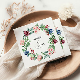 Servilleta De Papel Hermosa acuarela Floral y Boda de vegetación