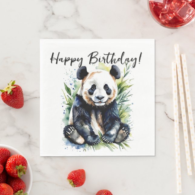 Servilleta De Papel Hermosa acuarela Panda Bear Cumpleaños (In situ)