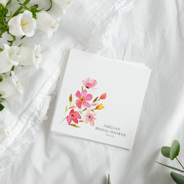 Servilleta De Papel Hermosa acuarela rosa Floral Bridal Shower (Subido por el creador)
