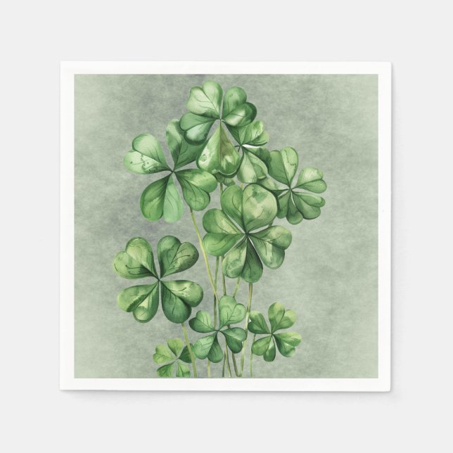 Servilleta De Papel Hermosa acuarela verde Shamrock (Anverso)