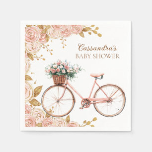 Servilleta De Papel Hermosa Bicicleta Vintage con Flores Rosa