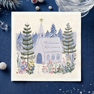 Servilleta De Papel Hermosa Boda Cristiana de Invierno Azul