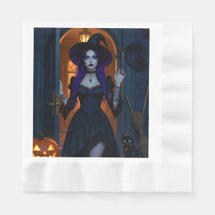 Servilleta De Papel Hermosa Bruja con Candelabra Halloween
