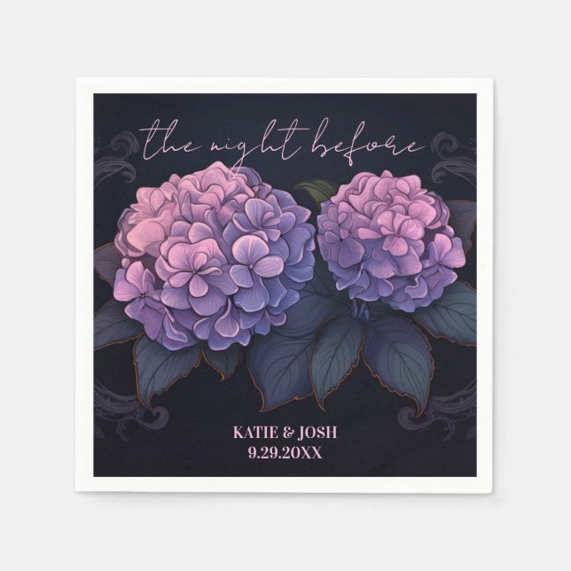 Servilleta De Papel Hermosa cena de ensayo de hidrangea negra morada (Anverso)