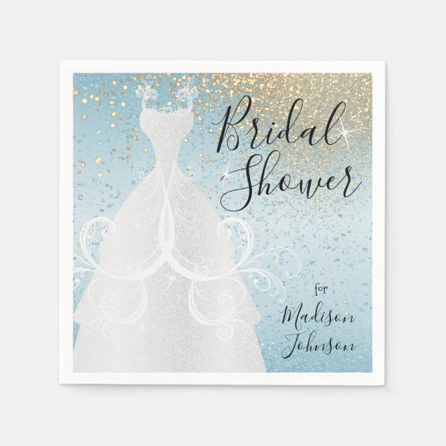 Servilleta De Papel Hermosa ducha de novia - Azul bebé (Anverso)