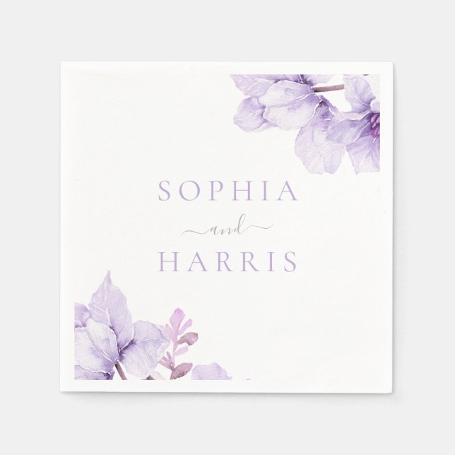 Servilleta De Papel Hermosa elegancia Boda Purple Floral (Anverso)