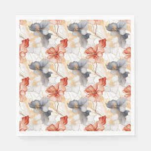 Servilleta De Papel Hermosa Feminine Peach Rojo Azul y Floral Blanca
