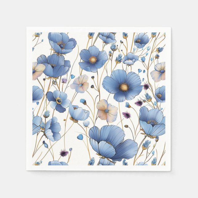 Servilleta De Papel Hermosa flor azul claro (Anverso)