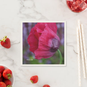 Servilleta De Papel Hermosa flor de amapola PInk y púrpura