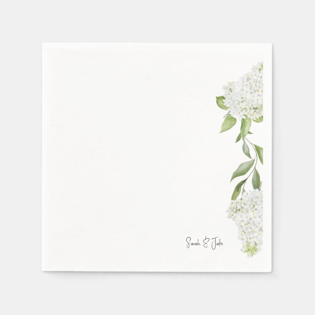 Servilleta De Papel Hermosa Flor de Hortensia Blanca Boda Blanca   (Anverso)