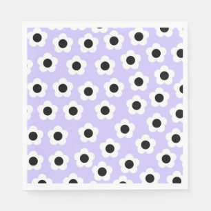 Servilleta De Papel Hermosa Flor Negra y Blanca con Fondo Azul