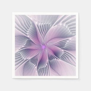 Servilleta De Papel Hermosa Flor Rosa Arte Abstracto Fractal Moderno