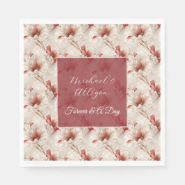 Servilleta De Papel Hermosa Flora Blanca Roja