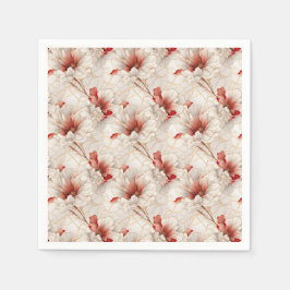 Servilleta De Papel Hermosa Flora Blanca Roja