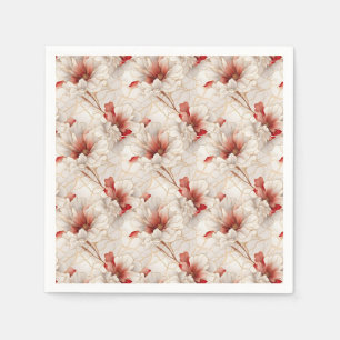 Servilleta De Papel Hermosa Flora Blanca Roja