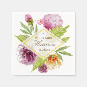 Servilleta De Papel Hermosa Floral Blossom Sr. y Sra. Boda