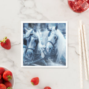 Servilleta De Papel Hermosa foto de invierno de Horse Team