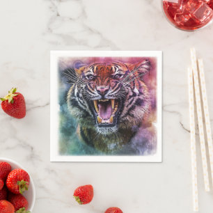 Servilleta De Papel Hermosa foto de la cara del tigre de Bengala en cr