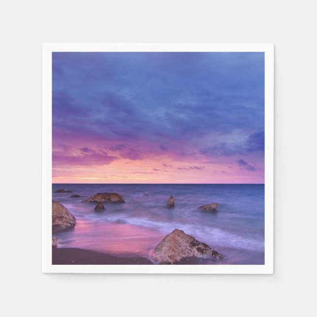 Servilleta De Papel Hermosa fotografía de la costa atardecer (Anverso)