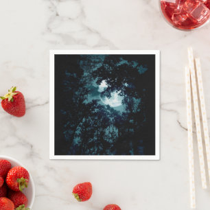 Servilleta De Papel Hermosa luna resplandece a través de árboles