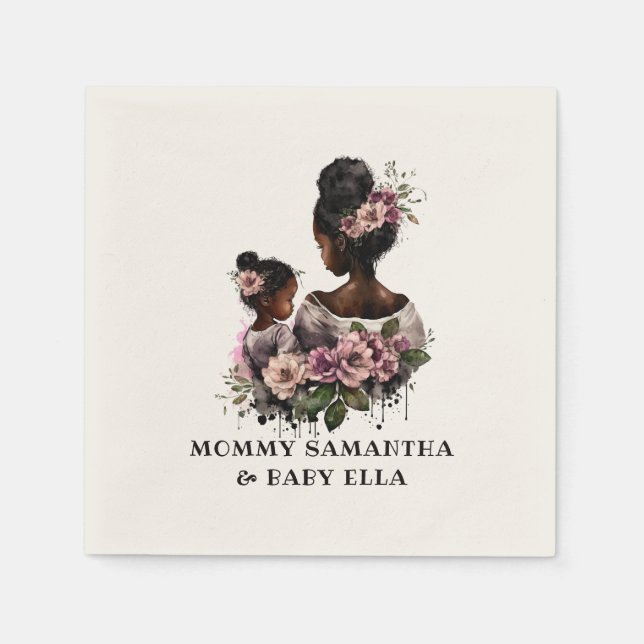 Servilleta De Papel Hermosa mamá y hija negras (7) (Anverso)