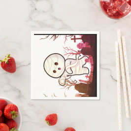 Servilleta De Papel Hermosa momia de Halloween en espeluznante cemente