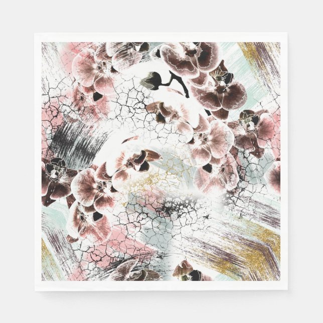 Servilleta De Papel Hermosa orquídea con estilo (Anverso)