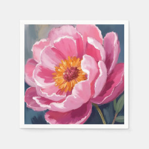Servilleta De Papel Hermosa Peonía Rosa   Pintura de Flor Aquarela