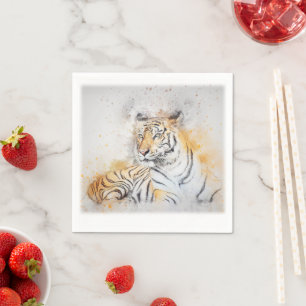 Servilleta De Papel Hermosa pintura de tigres bengalíes