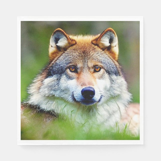 Servilleta De Papel Hermosa pintura en la cabeza de Wolf (Anverso)
